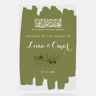 Enseigne en acrylique Nikkah vert olive