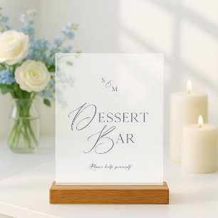 Enseigne en acrylique pour bar à desserts bleu pou