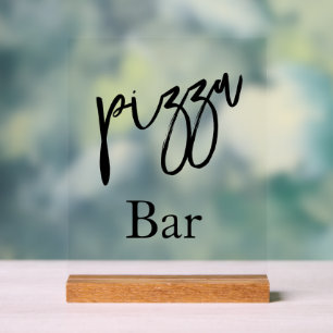 Enseigne en acrylique pour bar à pizza de mariage