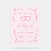 Enseigne en acrylique pour douche de mariée rose à (Recto)