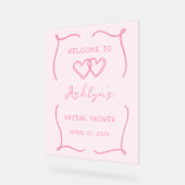 Enseigne en acrylique pour douche de mariée rose d (Angle)