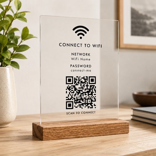 Enseigne en acrylique WiFi | Code QR à scanner pou