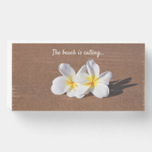 Enseigne en bois Plumeria Hawaïen La Plage Appelle