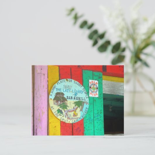 Enseigne Lazy Lizard sur Caye Caukler Belize Carte (Debout devant)