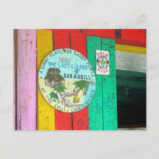 Enseigne Lazy Lizard sur Caye Caukler Belize Carte (Devant)