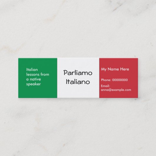 Enseignement de la langue italienne — Cartes publi (Devant)