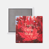 Enseigner Apprendre Partager aimant Feuilles Rouge (Recto/Verso)