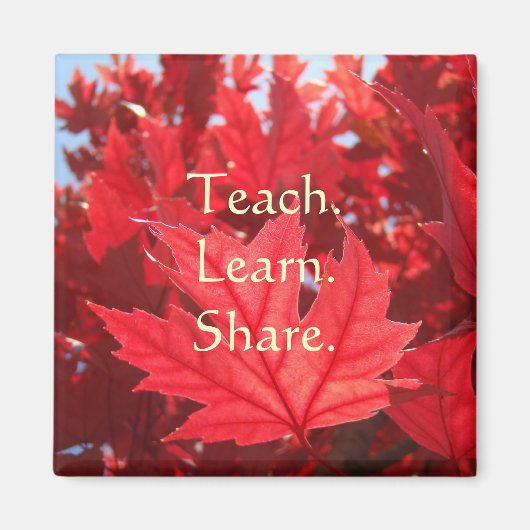 Enseigner Apprendre Partager aimant Feuilles Rouge (Devant)
