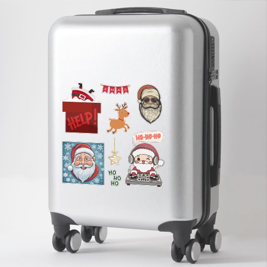 Ensemble à autocollants Père Noël Joyeux Noël (Sur valise)