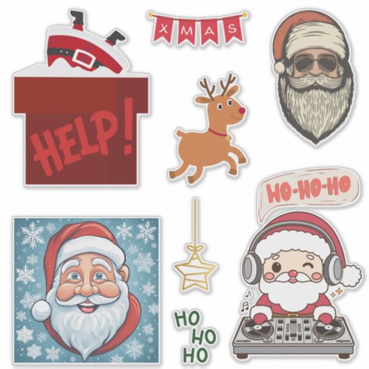 Ensemble à autocollants Père Noël Joyeux Noël (Devant)