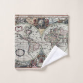 Ensemble antique de serviette de carte du monde (Gant de toilette)