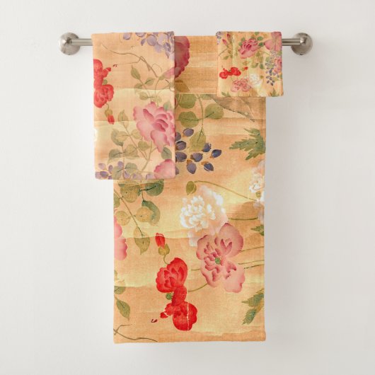 Ensemble asiatique de serviette de Bath de fleurs (En situation)