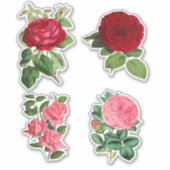 Ensemble autocollant Vintage Roses rouge et rose 4 (Devant)