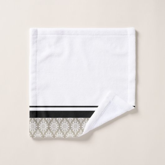Ensemble blanc d'or et de serviette de noir (Gant de toilette)