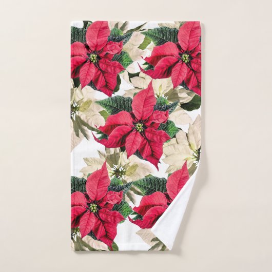 Ensemble blanc et rouge de serviette de fleur de (Serviette à main)