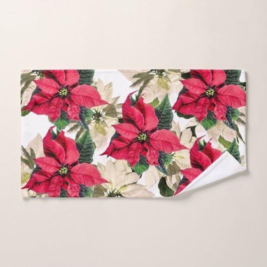Ensemble blanc et rouge de serviette de fleur de (Serviette à main)