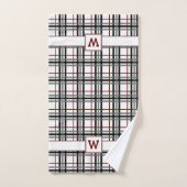 Ensemble blanc et rouge noir de serviette de plaid (Serviette à main)