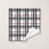 Ensemble blanc et rouge noir de serviette de plaid (Gant de toilette)