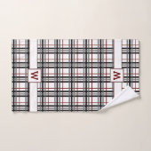 Ensemble blanc et rouge noir de serviette de plaid (Serviette à main)