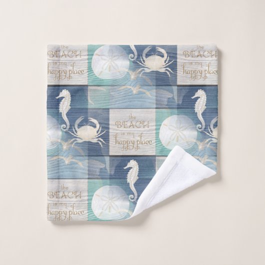 Ensemble bleu de serviette de mer d'Aqua d'endroit (Gant de toilette)