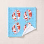 Ensemble bleu de serviette de poissons de Koi (Gant de toilette)