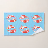 Ensemble bleu de serviette de poissons de Koi (Serviette à main)