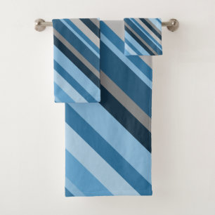 Ensemble bleu et de gris de rayures de serviette