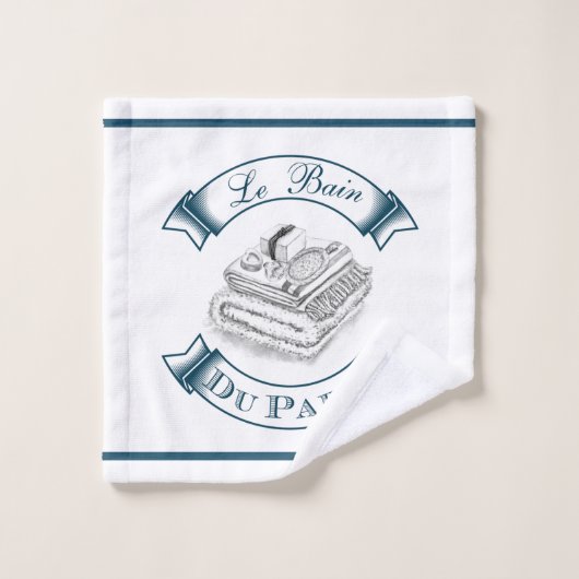 Ensemble bleu-foncé de serviette de Le Bain Du (Gant de toilette)