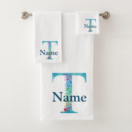 Ensemble-cadeau de bain à monogramme initial lettr (En situation)