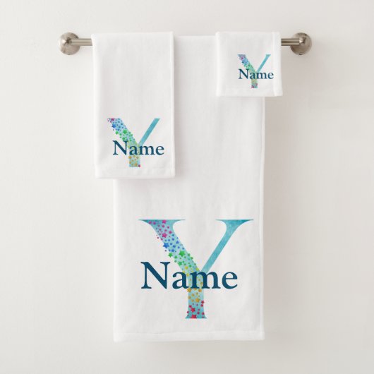 Ensemble-cadeau de bain à monogramme initial lettr (En situation)