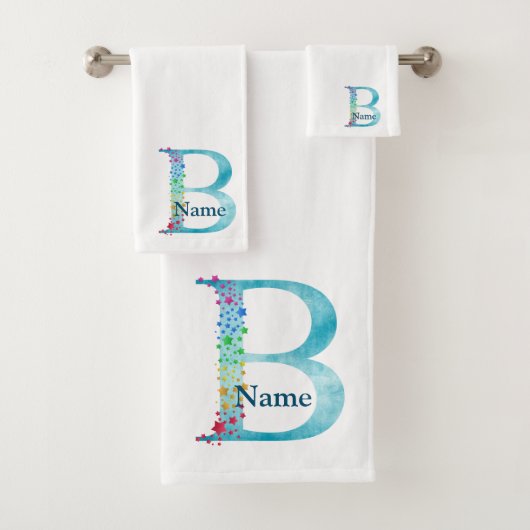 Ensemble-cadeau de bain à monogramme initial lettr (En situation)