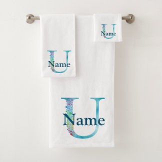 Ensemble-cadeau de bain à monogramme initial lettr