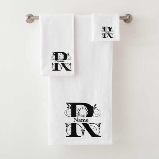 Ensemble-cadeau de bain à monogramme initial lettr (En situation)