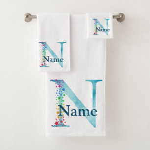 Ensemble-cadeau de bain à monogramme initial lettr