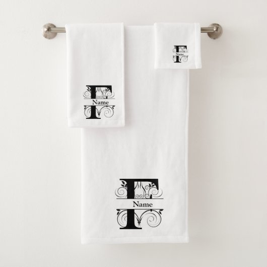 Ensemble-cadeau de bain à monogramme initial lettr (En situation)