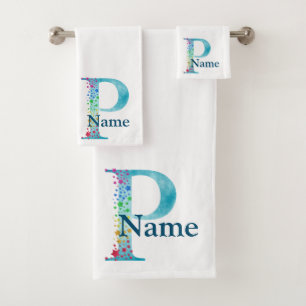 Ensemble-cadeau de bain à monogramme initial P