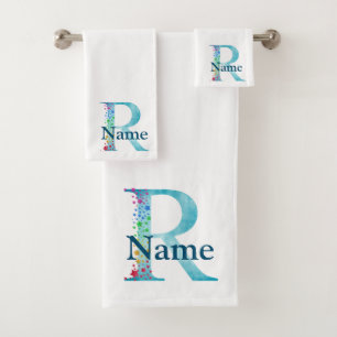 Ensemble-cadeau de bain à monogramme initiale Lett