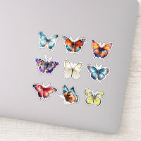 Ensemble Coloré de 9 Autocollants Papillons