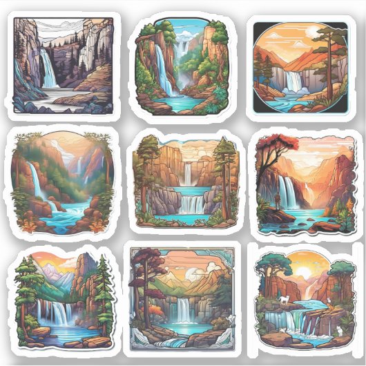 Ensemble complet de 9 Sticker Nature Carré (Devant)