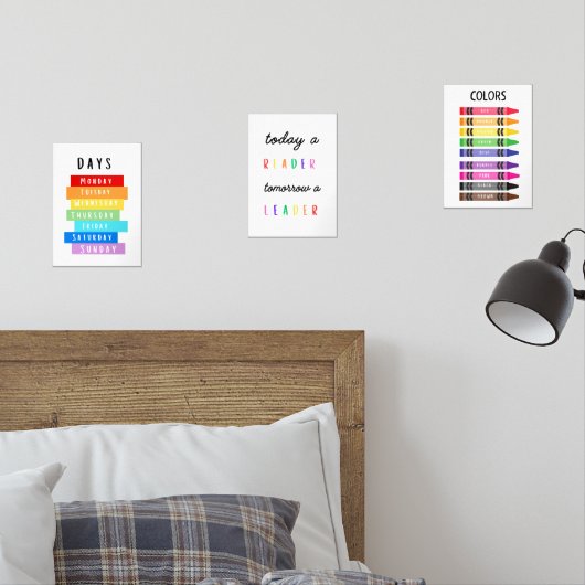 Ensemble d'affiches éducatives et d'imprimés scola (Chambre à coucher)