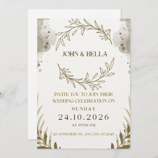 Ensemble dans l'amour : Faire-part de mariage (Devant / Derrière)