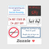 Ensemble d'anxiété sociale #1 Sticker en vinyle co (Feuille)