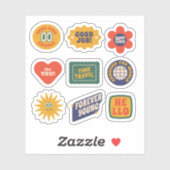 Ensemble d'autocollants étiquette rétro (Feuille)