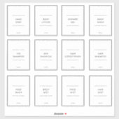 Ensemble de 12 Étiquettes de salle de bain impermé (Feuille)