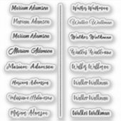 (Ensemble de 16) Autocollants de nom simples trans (Devant)