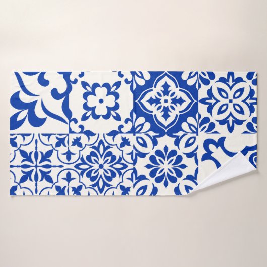 Ensemble de 16 azulejos en bleu, blanc. Original (Serviette de bain)