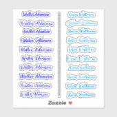 (Ensemble de 20) Stickers de nom simple bleu pour (Feuille)