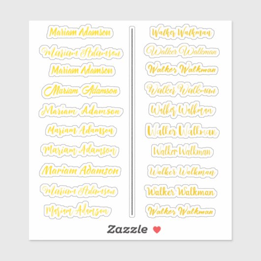 (Ensemble de 20) Stickers de nom simple Gold Trans (Feuille)