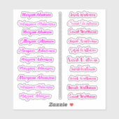 (Ensemble de 20) Stickers de nom simple rose pour  (Feuille)