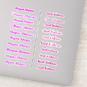 (Ensemble de 20) Stickers de nom simple rose pour 